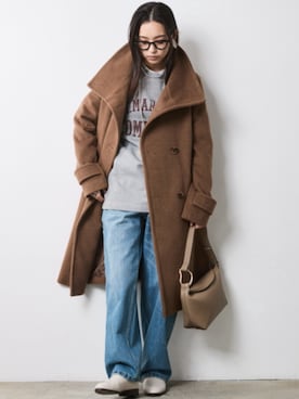 「アイテム（ステンカラーコート）」を使った、nissen Smile Modelsさん（レディース・163cm）の秋コーディネート