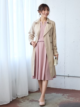 「レギュラー」｜「アイテム（トレンチコート）」を使った、nissen Smile Modelsさん（レディース・170cm）の冬コーディネート