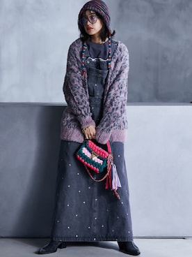 「レギュラー」｜「アイテム（ジャンパースカート）」を使った、nissen Smile Modelsさん（レディース・163cm）の秋コーディネート