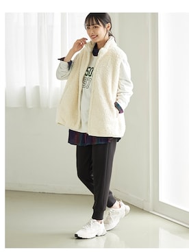 「レギュラー」｜「アイテム（スウェットパンツ）」を使った、nissen Smile Modelsさん（レディース・165cm）の秋コーディネート
