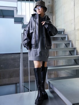 「大きいサイズレディースファッション」｜「アイテム（ブルゾン）」を使った、nissen Smile Modelsさん（レディース・163cm）の夏コーディネート