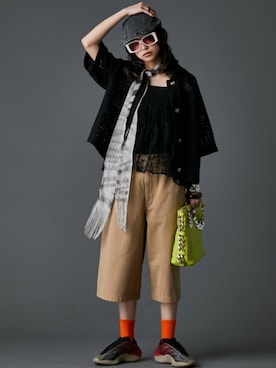 「GEVS.（ジェイヴィス）のアイテム（パンツ）」を使った、nissen Smile Modelsさん（レディース・163cm）の春コーディネート