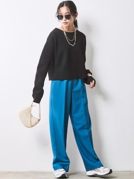 「大きいサイズレディースファッション」｜「アイテム（スラックス）」を使った、nissen Smile Modelsさん（レディース・163cm）の冬コーディネート