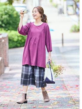 「アイテム（チュニック）」を使った、nissen Smile Modelsさん（レディース・167cm）の夏コーディネート