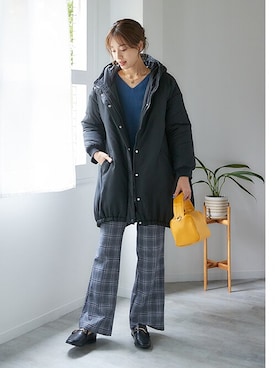「レギュラー」｜「アイテム（ノーカラーコート）」を使った、nissen Smile Modelsさん（レディース・167cm）の秋コーディネート