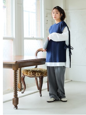 「アイテム（チュニック、ブルー系）」を使った、nissen Smile Modelsさん（レディース・160cm）の秋コーディネート