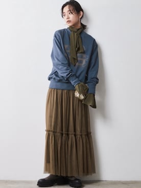「CHIC STYLE」｜「アイテム（スウェット）」を使った、nissen Smile Modelsさん（レディース・163cm）の夏コーディネート