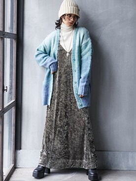 「GEVS.（ジェイヴィス）のアイテム（カーディガン/ボレロ）」を使った、nissen Smile Modelsさん（レディース・163cm）の秋コーディネート