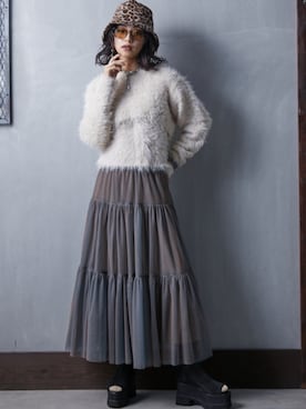 「GEVS.（ジェイヴィス）のアイテム（ニット/セーター）」を使った、nissen Smile Modelsさん（レディース・163cm）の秋コーディネート