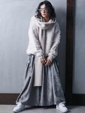 「GEVS.（ジェイヴィス）のアイテム（ニット/セーター）」を使った、nissen Smile Modelsさん（レディース・163cm）の秋コーディネート