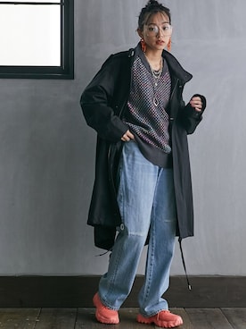「レギュラー」｜「アイテム（モッズコート）」を使った、nissen Smile Modelsさん（レディース・163cm）の秋コーディネート