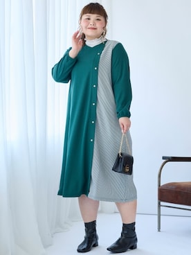 「大きいサイズレディースファッション」｜「アイテム（ブーツ）」を使った、nissen Smile Modelsさん（レディース・165cm）の夏コーディネート