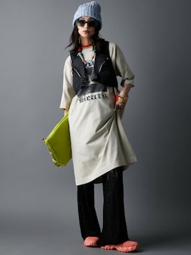 「GEVS.（ジェイヴィス）のアイテム（パンツ）」を使った、nissen Smile Modelsさん（レディース・163cm）の春コーディネート