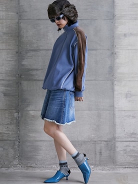 「GEVS.（ジェイヴィス）のアイテム（スウェット）」を使った、nissen Smile Modelsさん（レディース・163cm）の夏コーディネート