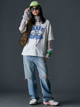 「大きいサイズレディースファッション」｜「アイテム（パンツ）」を使った、nissen Smile Modelsさん（レディース・163cm）の夏コーディネート