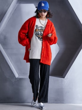 「GEVS.（ジェイヴィス）のアイテム（カーディガン/ボレロ）」を使った、nissen Smile Modelsさん（レディース・163cm）の秋コーディネート