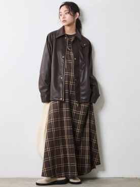 「CHIC STYLE（シックスタイル）のアイテム（ジャケット/アウター）」を使った、nissen Smile Modelsさん（レディース・163cm）の秋コーディネート