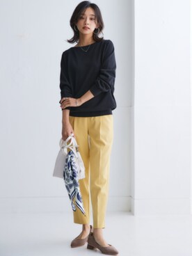 「nissen（ニッセン）の【褒められシルエット】テーパードパンツ（スラックス）」を使った、nissen Smile Modelsさん（レディース・163cm）の冬コーディネート