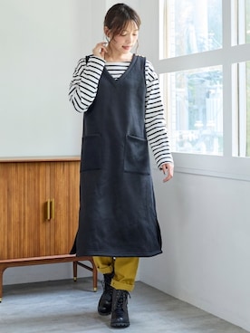 「大きいサイズレディースファッション」｜「アイテム（ブーツ）」を使った、nissen Smile Modelsさん（レディース・170cm）の秋コーディネート