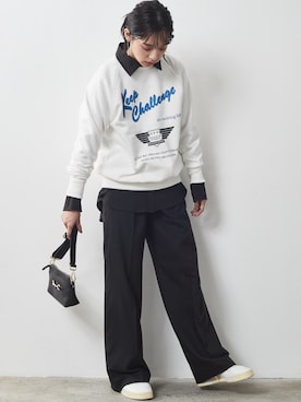 「CHIC STYLE」｜「アイテム（スウェット）」を使った、nissen Smile Modelsさん（レディース・163cm）の秋コーディネート