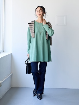 「アイテム（チュニック）」を使った、nissen Smile Modelsさん（レディース・165cm）の夏コーディネート