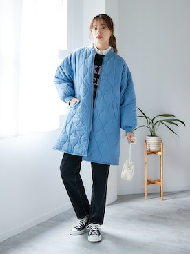「レギュラー」｜「アイテム（ノーカラーコート）」を使った、nissen Smile Modelsさん（レディース・167cm）の秋コーディネート