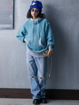 「GEVS.（ジェイヴィス）のアイテム（ニット/セーター）」を使った、nissen Smile Modelsさん（レディース・163cm）の秋コーディネート
