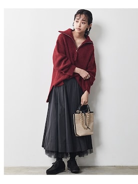 「CHIC STYLE」｜「アイテム（チュニック）」を使った、nissen Smile Modelsさん（レディース・163cm）の秋コーディネート