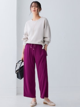 「アイテム（スウェットパンツ、パープル系）」を使った、nissen Smile Modelsさん（レディース・165cm）の夏コーディネート