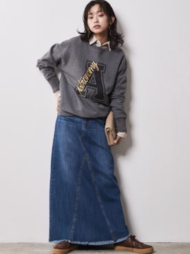 「CHIC STYLE」｜「アイテム（スウェット）」を使った、nissen Smile Modelsさん（レディース・163cm）の冬コーディネート