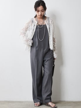 「CHIC STYLE（シックスタイル）のアイテム（オールインワン・サロペット）」を使った、nissen Smile Modelsさん（レディース・163cm）の夏コーディネート