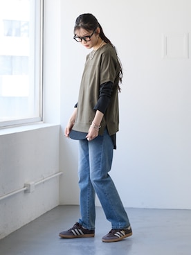「アイテム（チュニック）」を使った、nissen Smile Modelsさん（レディース・166cm）の秋コーディネート