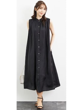 大きいサイズ ノースリーブギャザーワンピース（OtonaSMILE