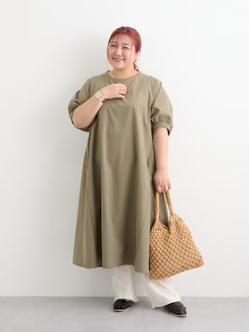 「nissen（ニッセン）の＜大きいサイズ＞裾レースペチパンツ（無地部：吸汗速乾）（パンツ、ホワイト系）」を使った、nissen Smile Modelsさん（レディース・158cm）の夏コーディネート