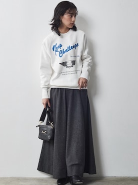 「CHIC STYLE」｜「アイテム（スウェット）」を使った、nissen Smile Modelsさん（レディース・163cm）の秋コーディネート