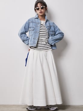 「CHIC STYLE」｜「アイテム（デニムジャケット）」を使った、nissen Smile Modelsさん（レディース・163cm）の冬コーディネート