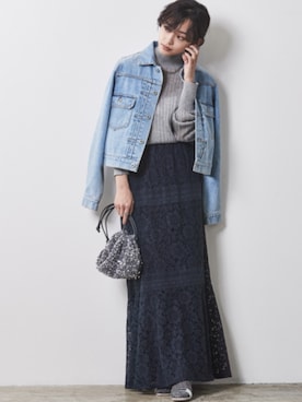 「CHIC STYLE」｜「アイテム（デニムジャケット）」を使った、nissen Smile Modelsさん（レディース・163cm）の冬コーディネート