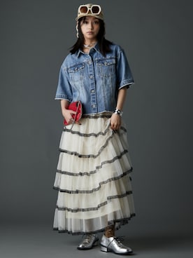 「GEVS.（ジェイヴィス）のアイテム（スカート）」を使った、nissen Smile Modelsさん（レディース・163cm）の春コーディネート