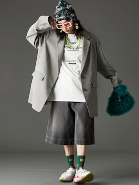 「GEVS.（ジェイヴィス）のアイテム（テーラードジャケット）」を使った、nissen Smile Modelsさん（レディース・163cm）の春コーディネート