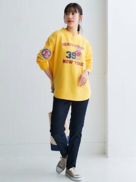 「レギュラー」｜「アイテム（スウェット）」を使った、nissen Smile Modelsさん（レディース・163cm）の冬コーディネート