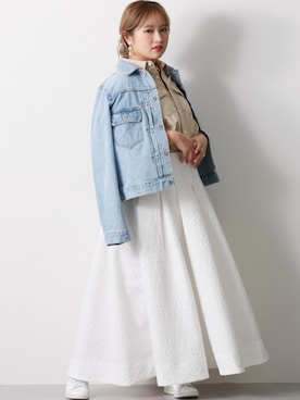 「CHIC STYLE」｜「アイテム（デニムジャケット）」を使った、nissen Smile Modelsさん（レディース・160cm）の冬コーディネート
