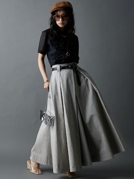 「GEVS.（ジェイヴィス）のアイテム（スカート）」を使った、nissen Smile Modelsさん（レディース・165cm）の春コーディネート
