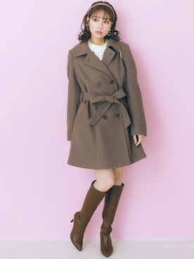 「レギュラー」｜「アイテム（トレンチコート）」を使った、nissen Smile Modelsさん（レディース・162cm）の秋コーディネート