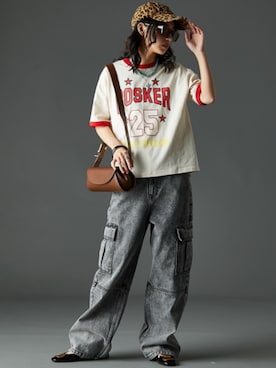 「GEVS.（ジェイヴィス）のアイテム（デニムパンツ）」を使った、nissen Smile Modelsさん（レディース・163cm）の春コーディネート