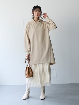 「アイテム（チュニック）」を使った、nissen Smile Modelsさん（レディース・166cm）の夏コーディネート