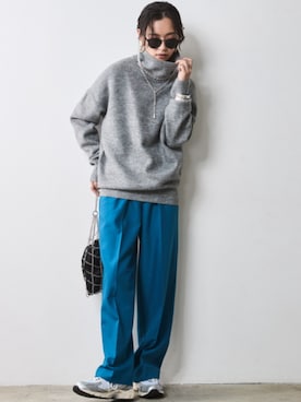 「大きいサイズレディースファッション」｜「アイテム（スラックス）」を使った、nissen Smile Modelsさん（レディース・163cm）の秋コーディネート