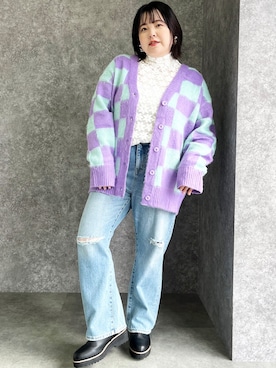 「GEVS.（ジェイヴィス）のアイテム（カーディガン/ボレロ）」を使った、nissen Smile Modelsさん（レディース・158cm）の秋コーディネート