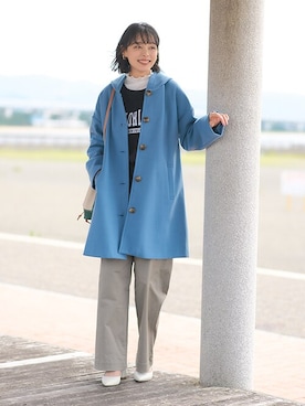「レギュラー」｜「アイテム（ステンカラーコート）」を使った、nissen Smile Modelsさん（レディース・165cm）の冬コーディネート