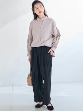 シャツ ブラウス レディース 綿100％ 2WAYチビ衿 Otona Purete L ニッセン nissen 大きいサイズ＞綿100％2WAYチビ衿ブラウス【Otona Purete