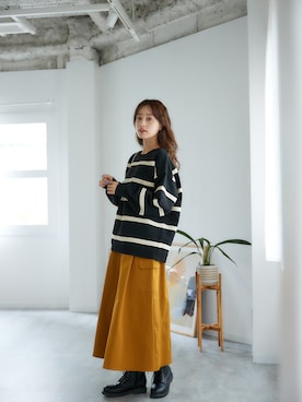 「nissen（ニッセン）の【ゆったり幅広】カジュアルレースアップショートブーツ（低反発中敷）（選べるワイズ）（ブーツ）」を使った、nissen Smile Modelsさん（レディース・167cm）の秋コーディネート